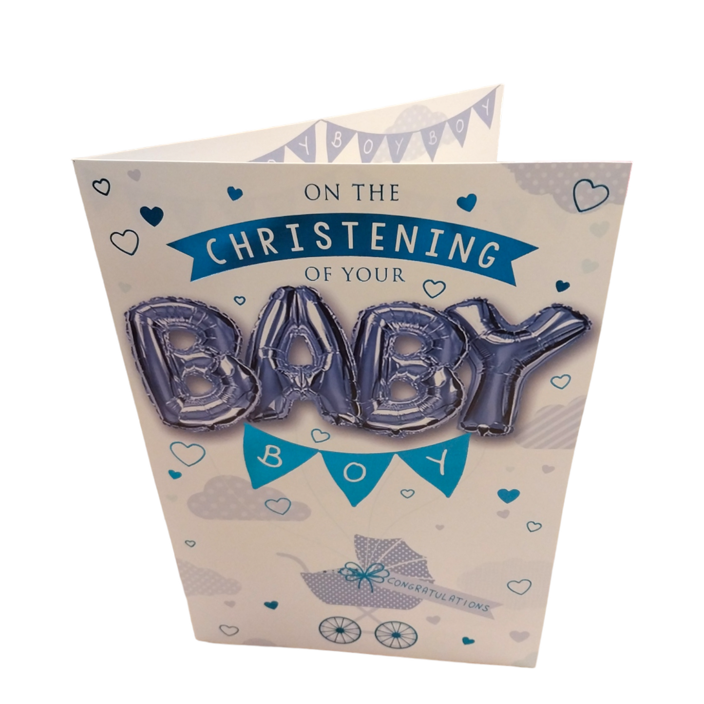 On The Christening of Your Baby Boy Balloon Boutique Greeting Card