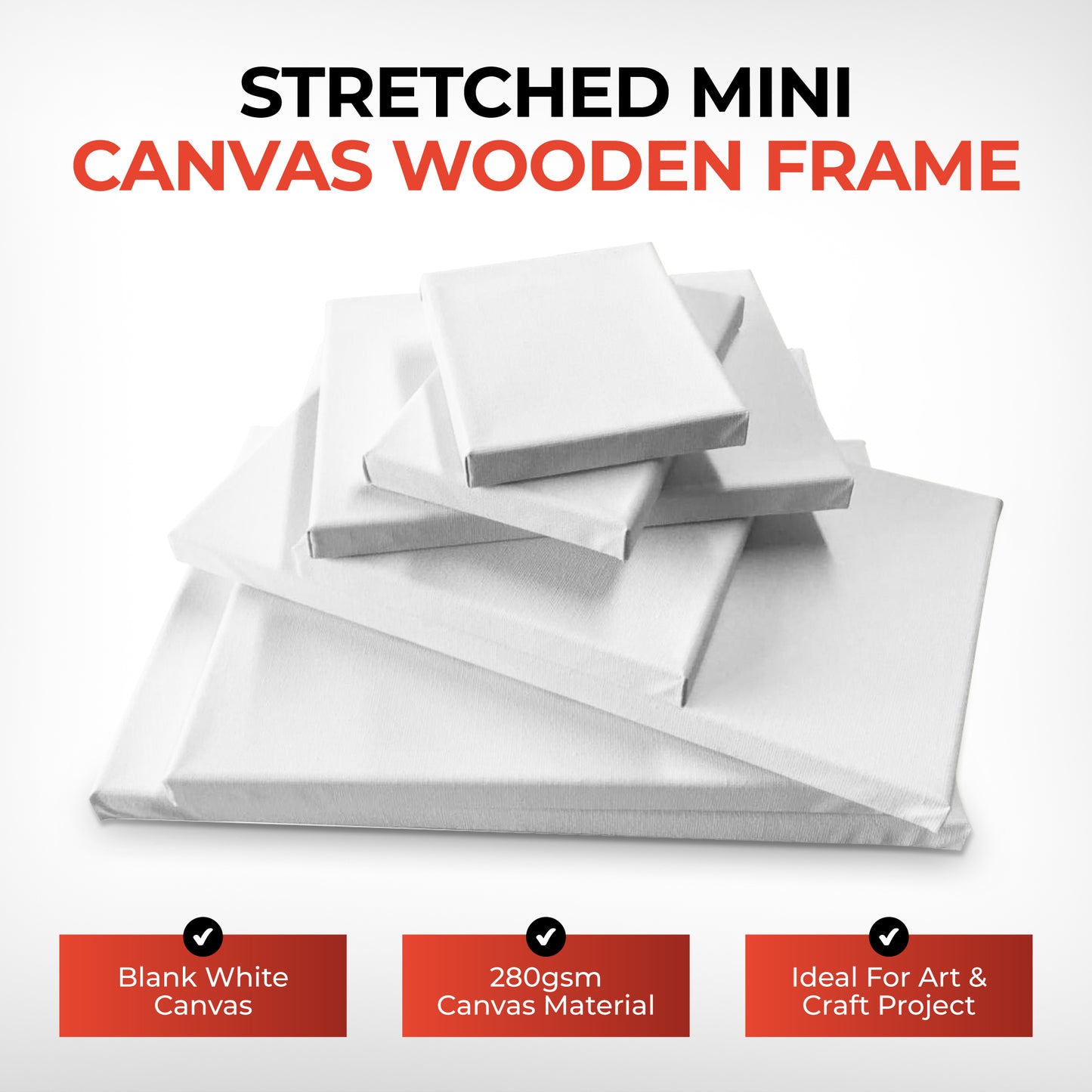 Stretched Mini Canvas Wooden Frame 280gsm 16x22cm