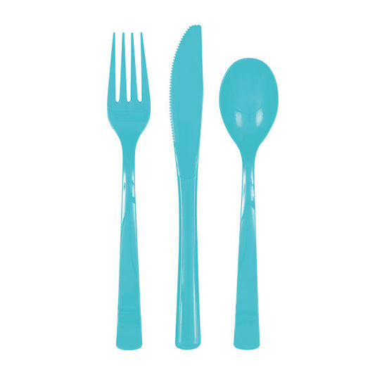 Pack of 18 Terrific Teal Assorted Plastic Cutlery