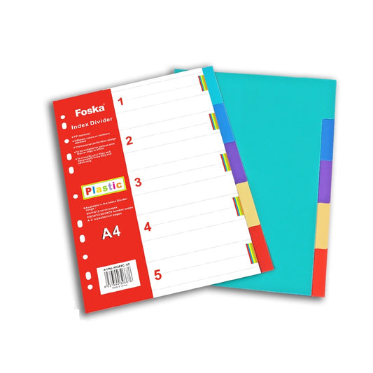 A4 5 Part Plastic Index Dividers