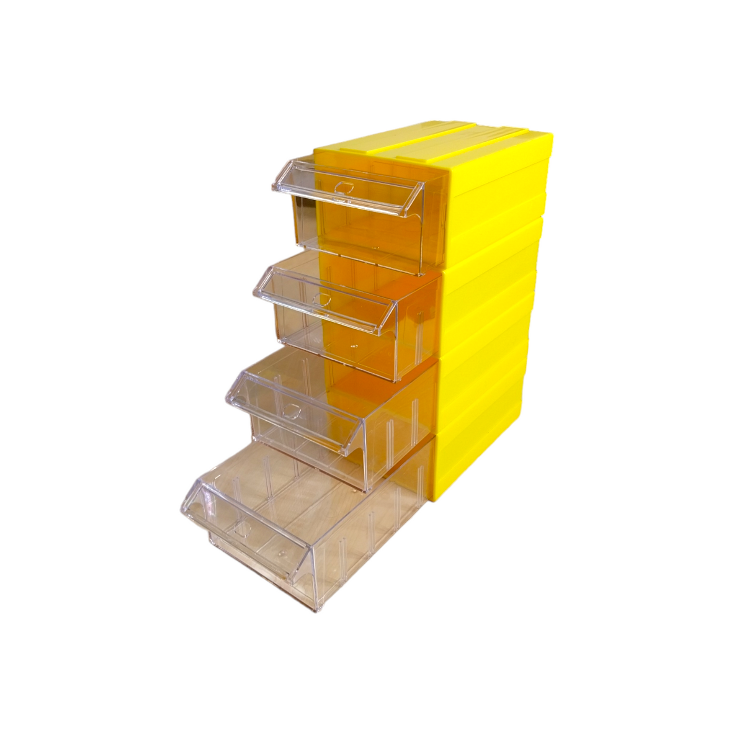 Yellow Stackable Plastic Storage Drawers L203xW135xH79mm with Removable Compartments