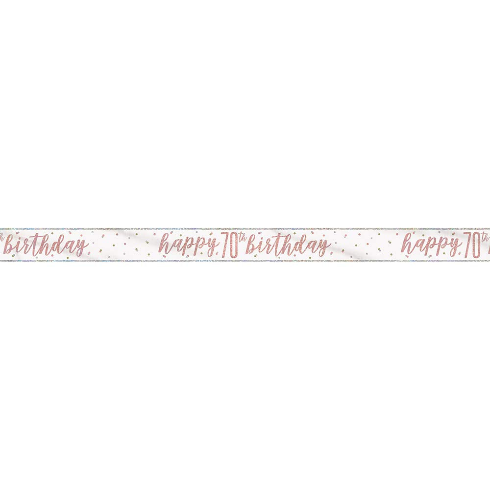 9ft Glitz Rose Gold Foil Banner "Happy 70th Birthday"