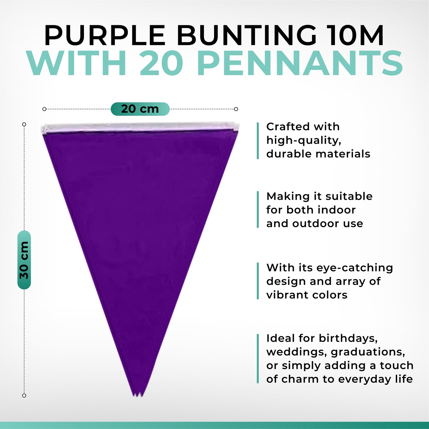 Purple Bunting 10m with 20 Pennants