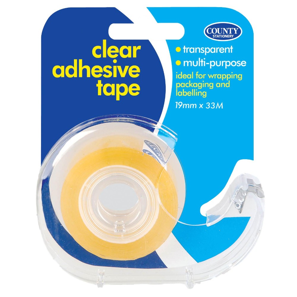 Single Clear Adhesive Tape with Dispenser 19mmx33m