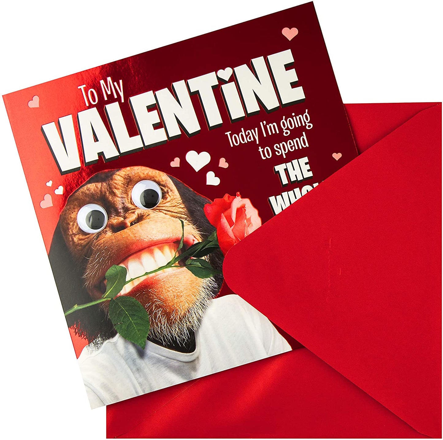 Valentine Card Googly Eyed Chimp Design