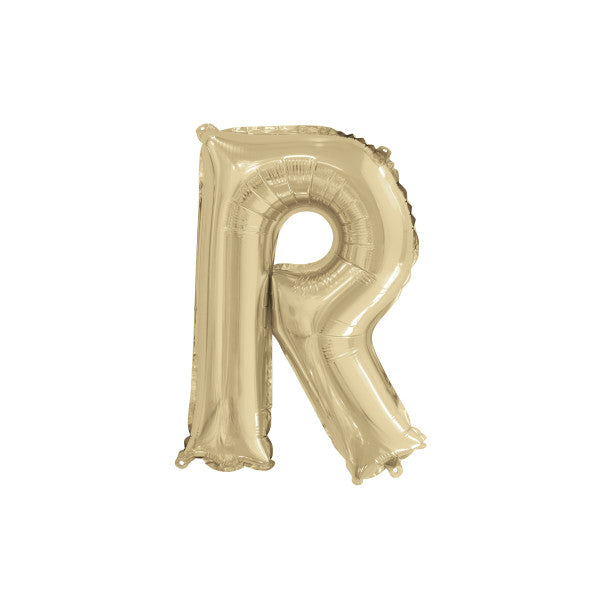 Gold Letter R Shaped Foil Balloon 14"