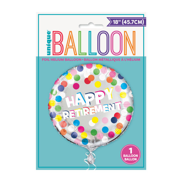 Colorful Dots Retirement Round Foil Balloon 18"