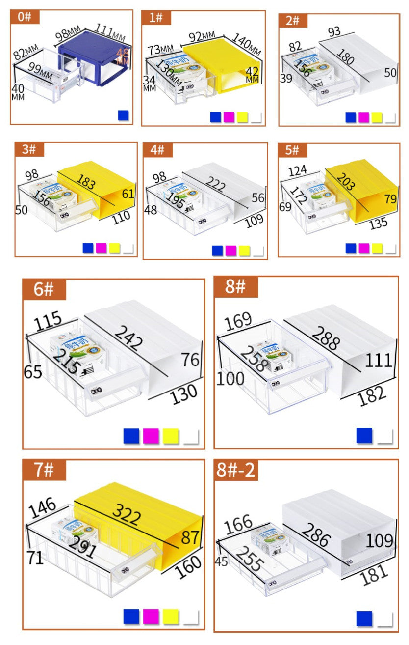 Yellow Stackable Plastic Storage Drawers L288xW182xH111mm with Removable Compartments