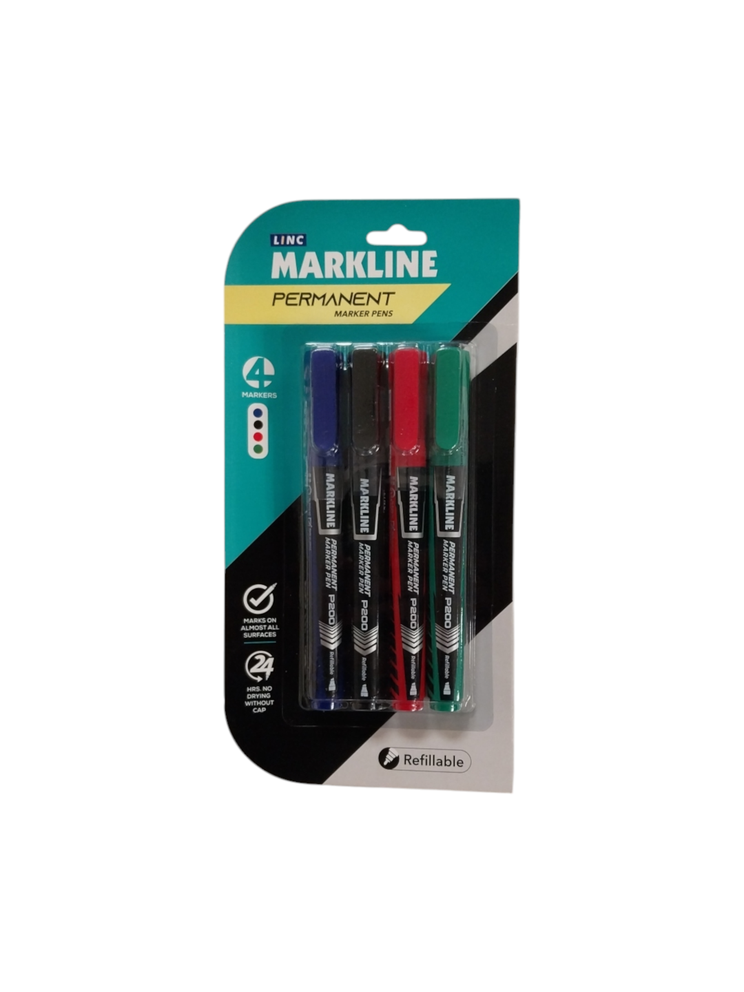 Pack of 4 Assorted Permanent Markers Bullet Tip