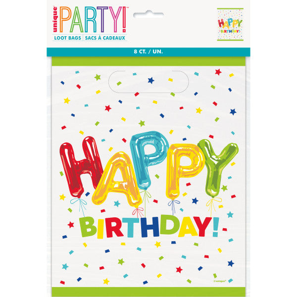 Pack of 8 Happy Balloon Birthday Loot Bags