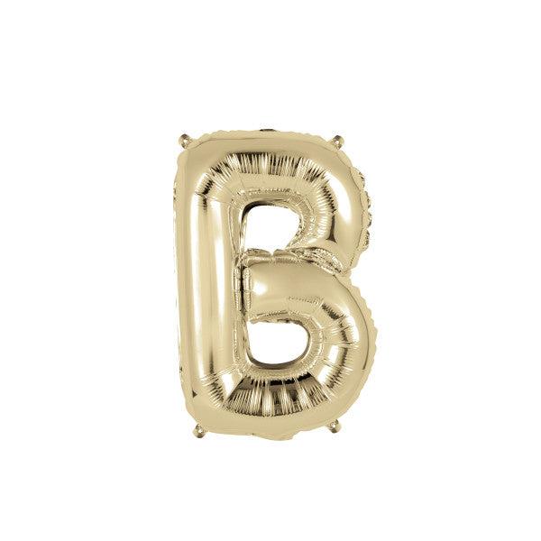 Gold Letter B Shaped Foil Balloon 14"