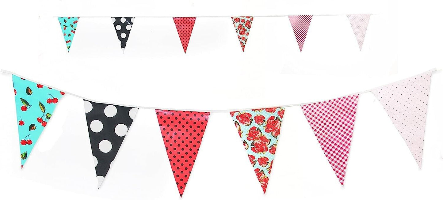 Punk Vintage Pattern Bunting 10m with 20 Pennants