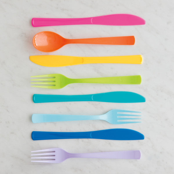 Pack of 18 Terrific Teal Assorted Plastic Cutlery