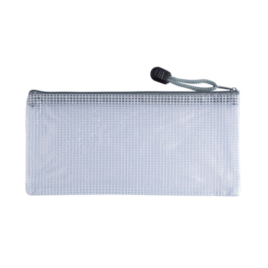 Pack of 12 DL Grey PVC Mesh Zip Bags