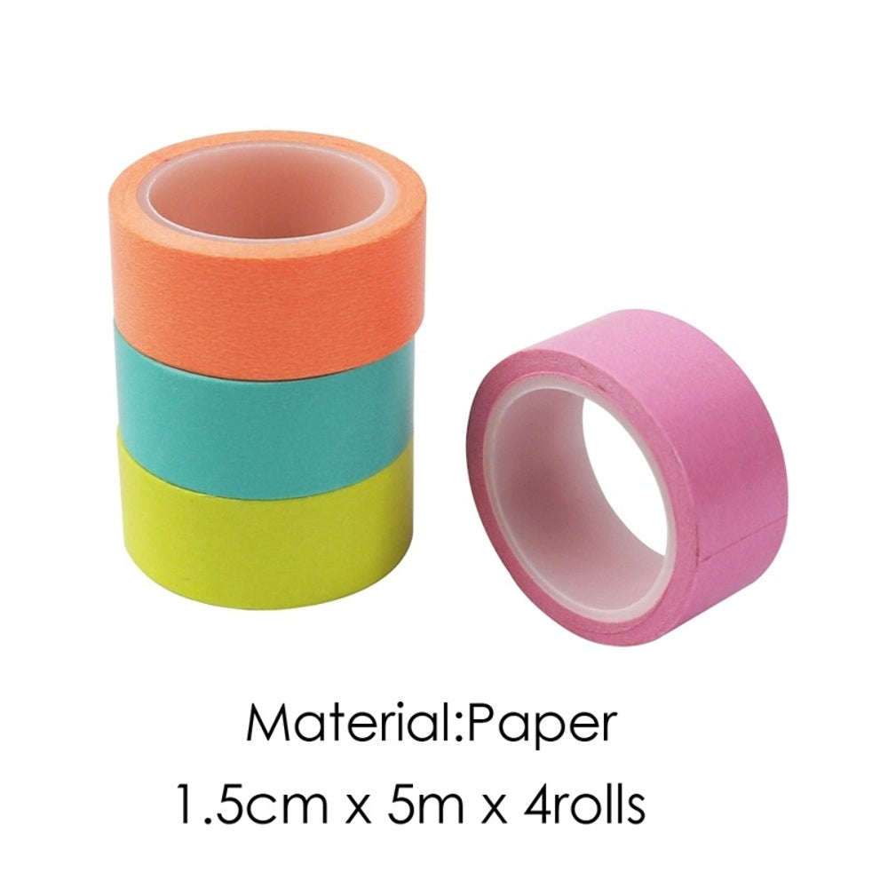 Pack of 4 Assorted Colour Washi Tapes 1.5cm x 5m