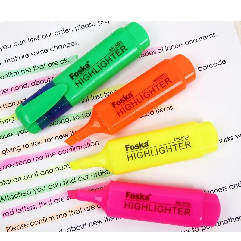 Pack of 10 Blue Coloured Highlighter Pens - Chisel Tip