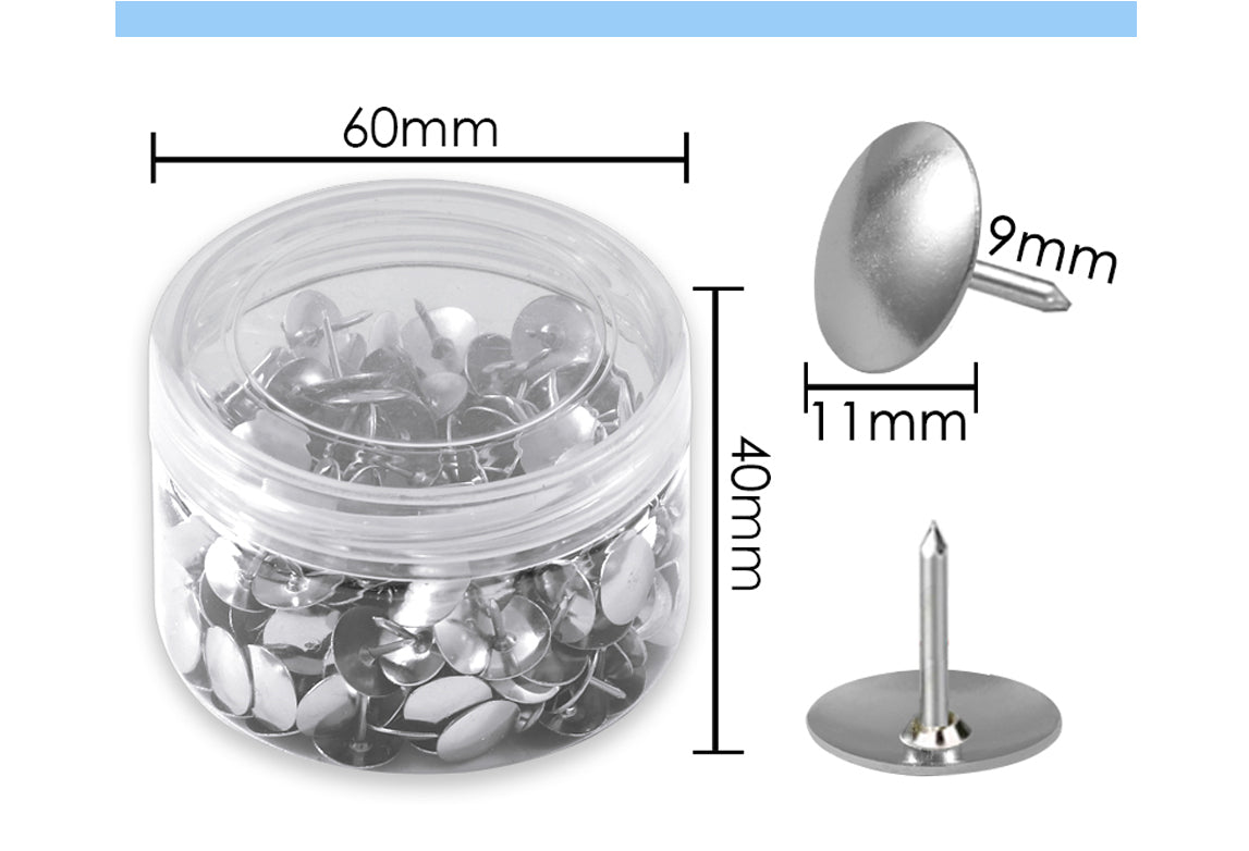 Tub of 200 Nickel Thumbtacks 11mm