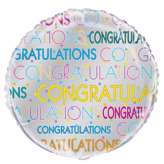 Bright Starburst Congratulations Round Foil Balloon 18"