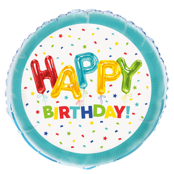 Happy Balloon Birthday Round Foil Balloon 18"