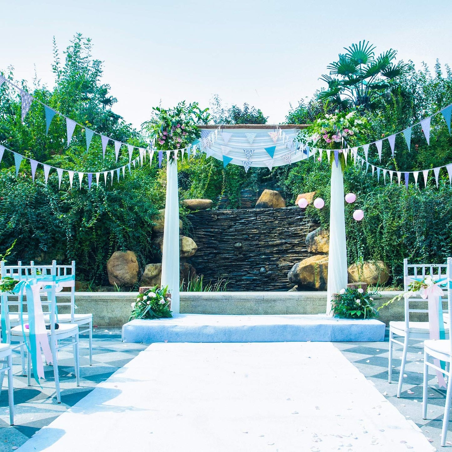 Blue Vintage Print Bunting 10m with 20 Pennants