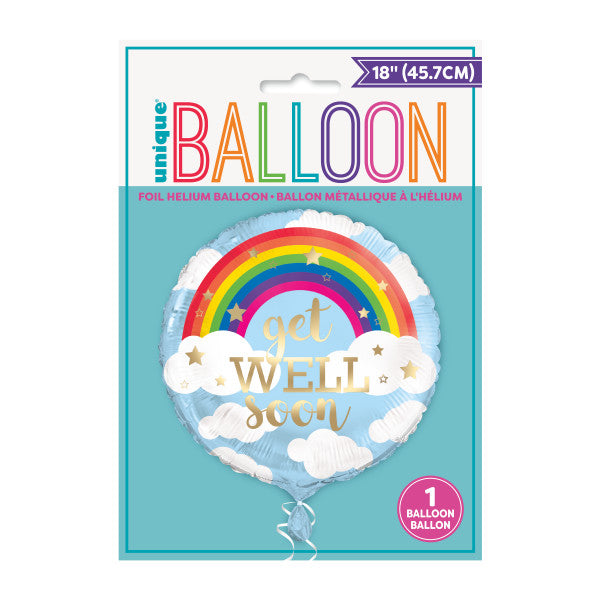 Rainbow Get Well Soon Round Foil Balloon 18"