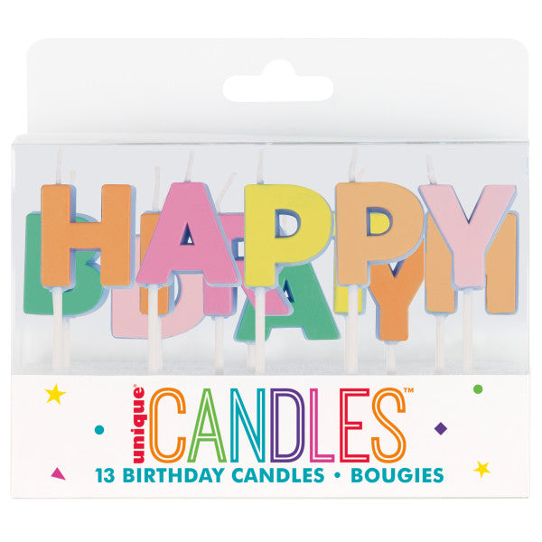 "Happy Birthday" Letter Pick Candles with Decals