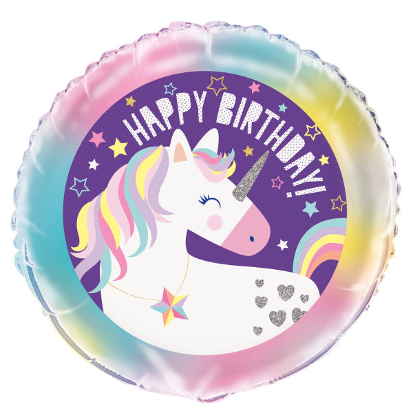 Unicorn Round Foil Balloon 18"