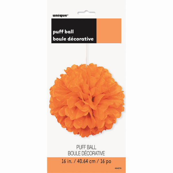 Orange Solid 16" Hanging Tissue Pom Pom