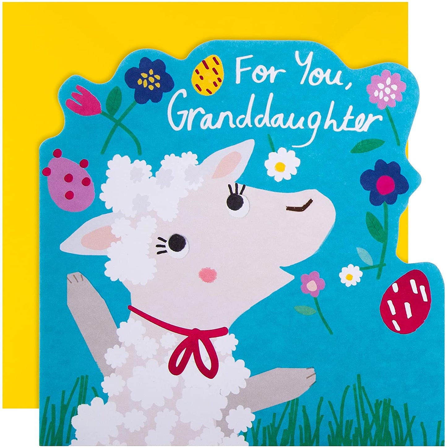 For Granddaughter Die Cut Lamb Design Easter Card