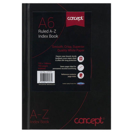 A6 192 Pages A-Z Index Book by Concept