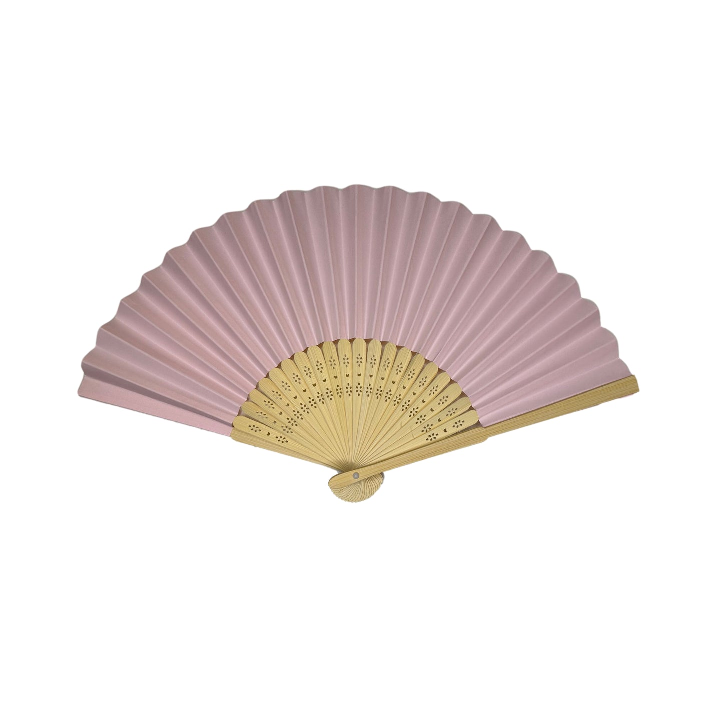 Light Pink Paper Foldable Hand Held Bamboo Wooden Fan by Parev