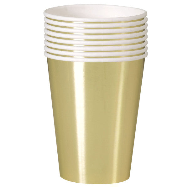 Pack of 8 Gold Foil Board 12oz Paper Cups