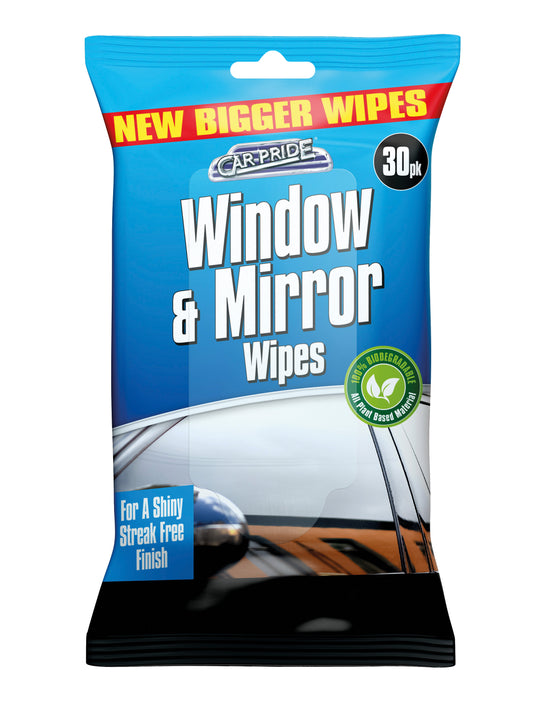 Pack of 30 Window & Mirror Biodegradable Wipes