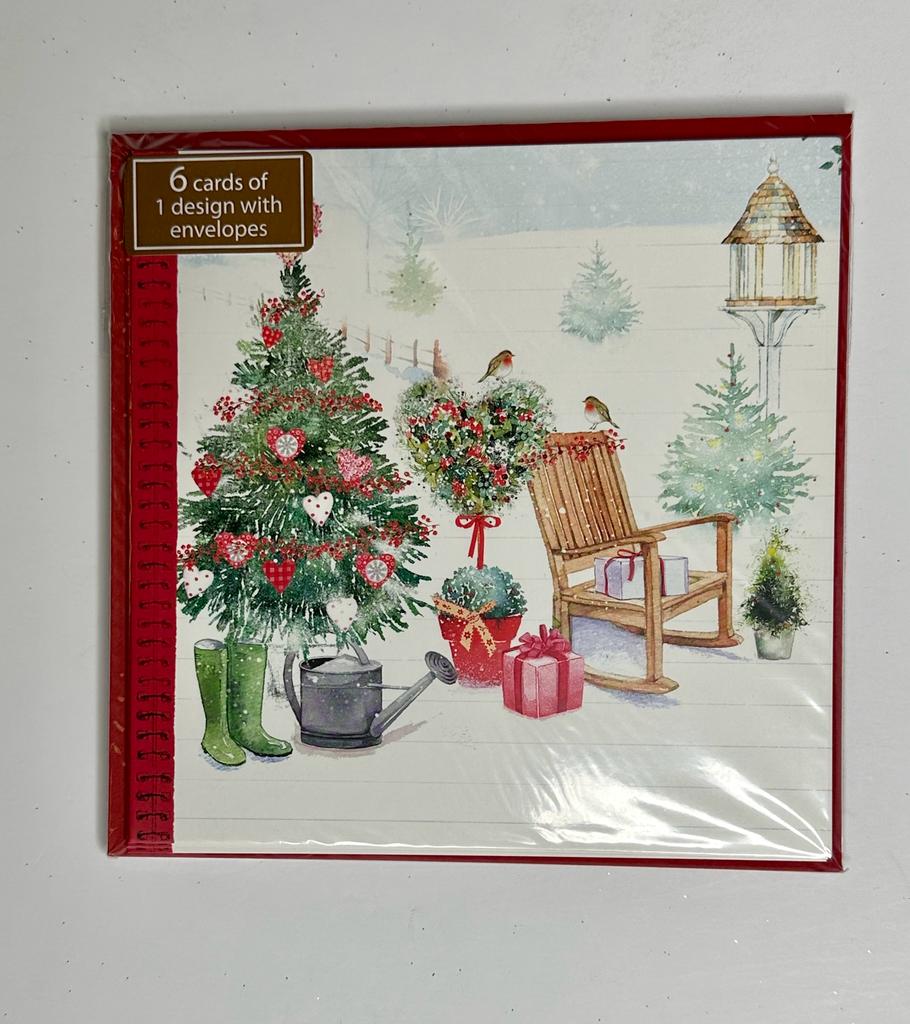 Pack of 6 'Christmas Garden' Design Christmas Cards