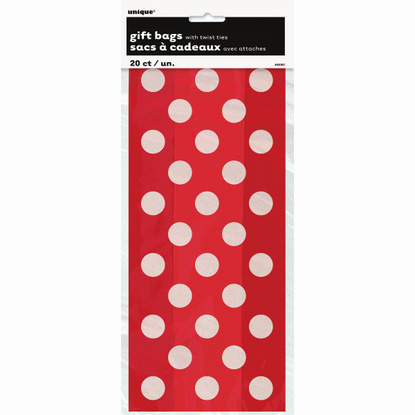 Pack of 20 Ruby Red Dots Cellophane Bags