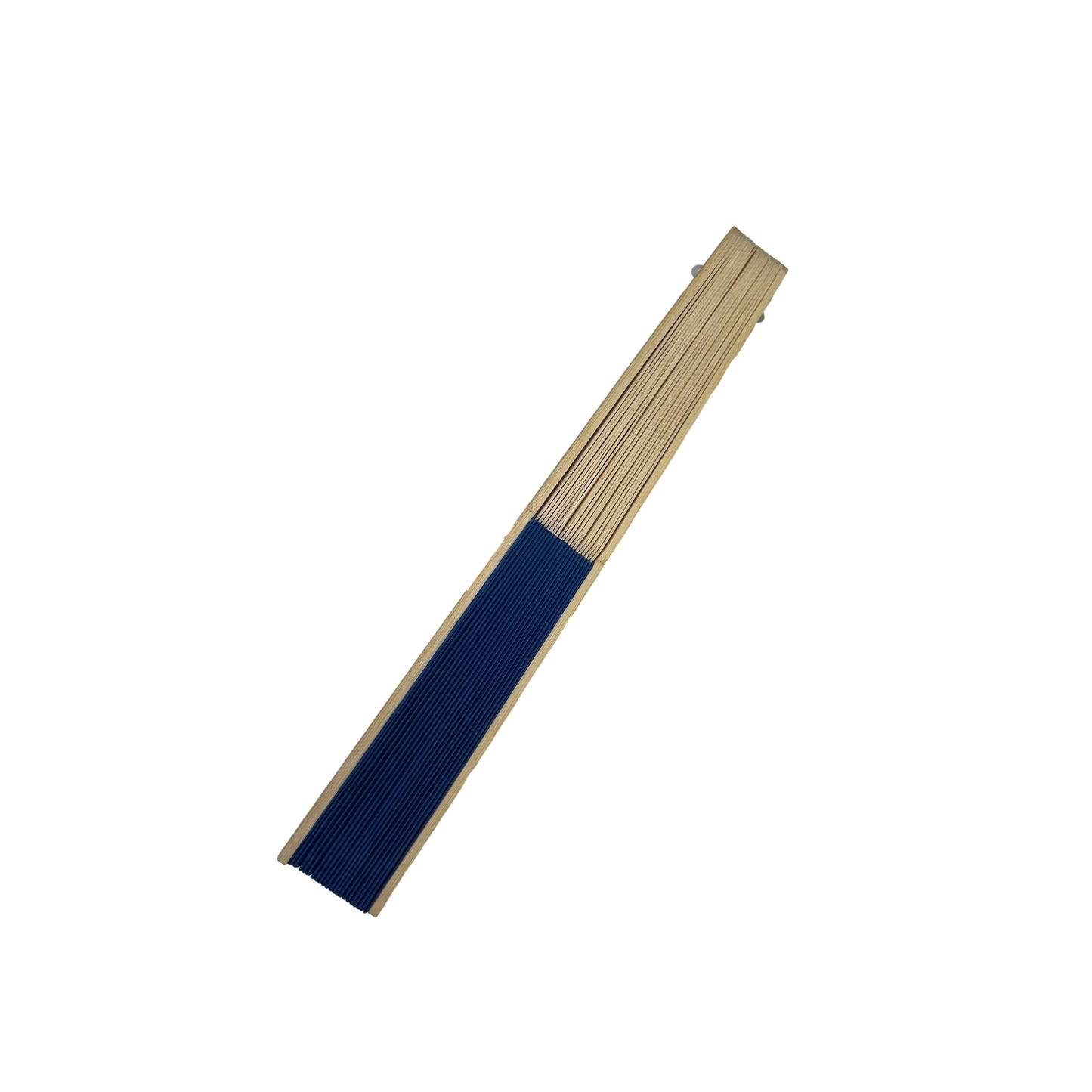 Navy Blue Paper Foldable Hand Held Bamboo Wooden Fan by Parev