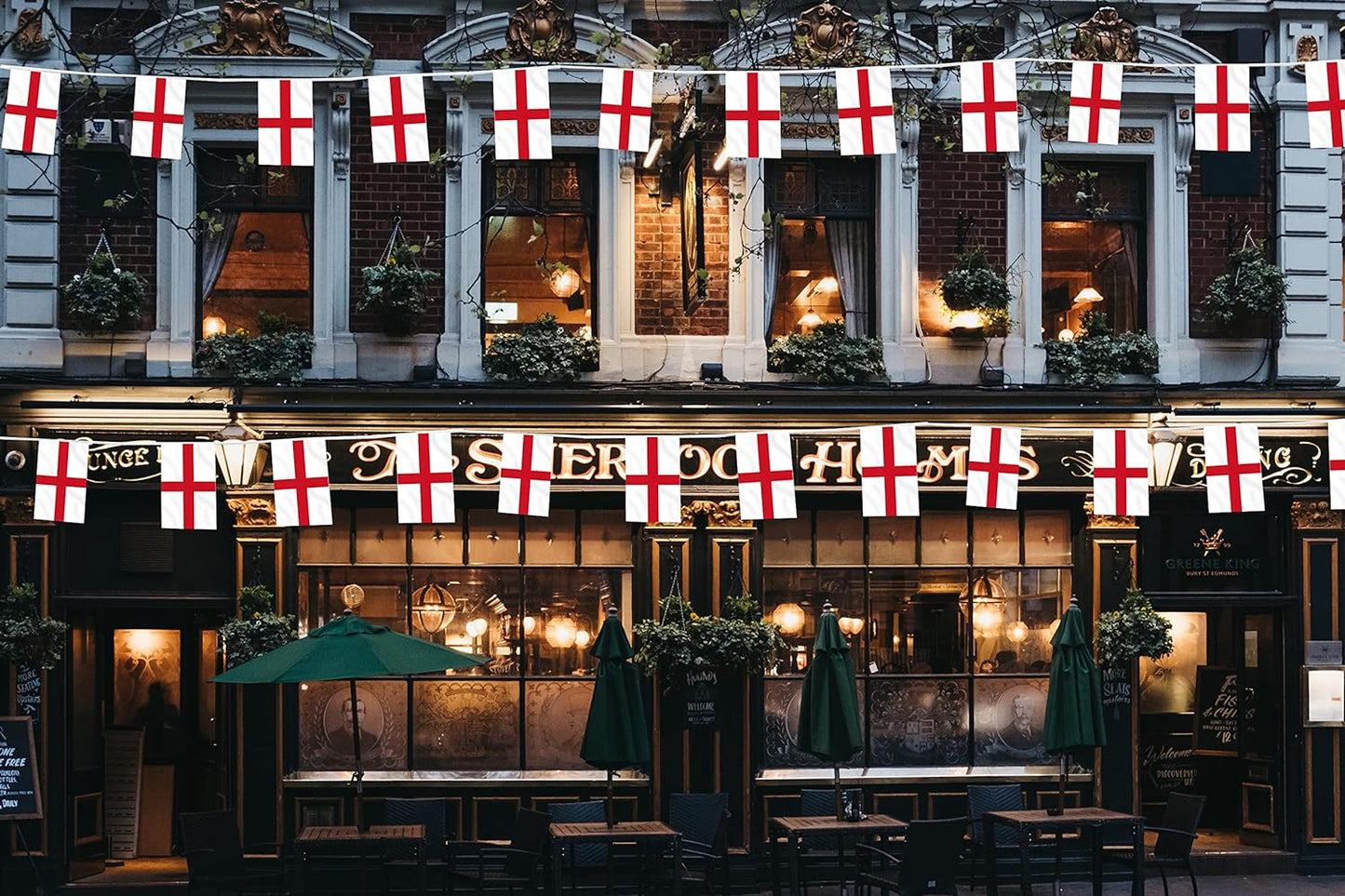 England St George Flag Bunting 10m with 20 Flags