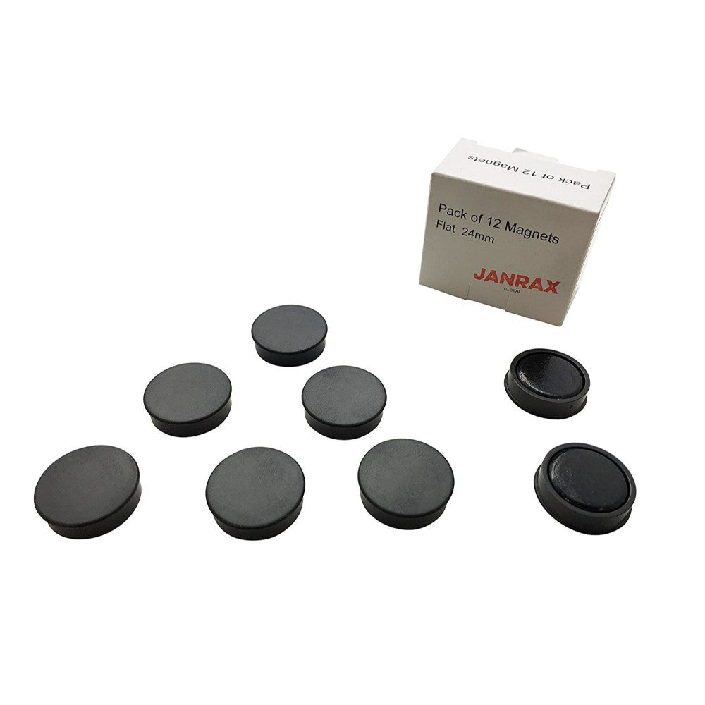 Pack of 12 Black 24mm Magnets