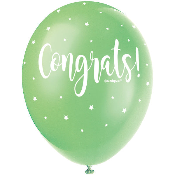 Pack of 5 Congrats 12" Pearlised Latex Balloons