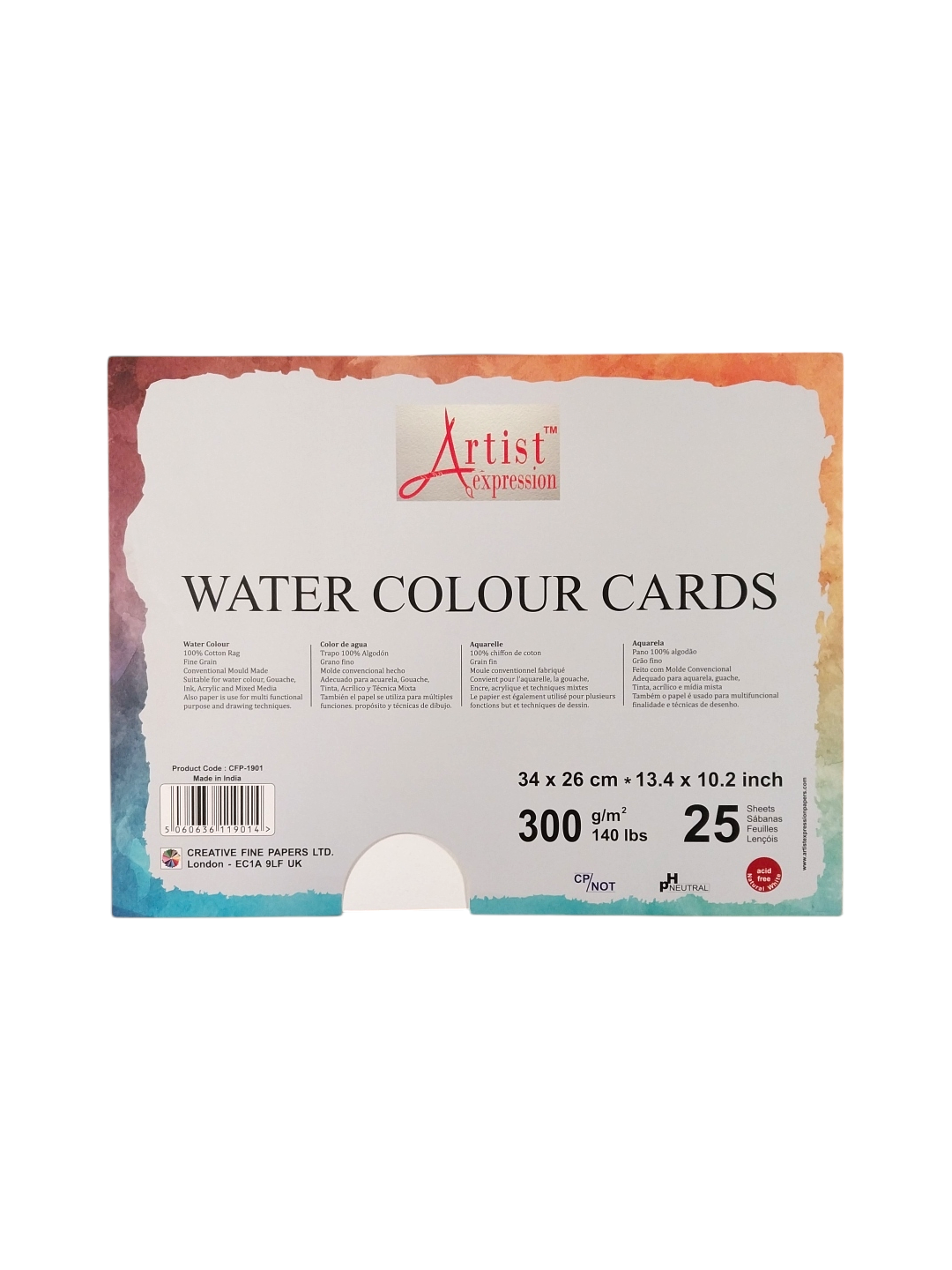 Water Colour Cards Folder 25 Sheets 34 x 26cm