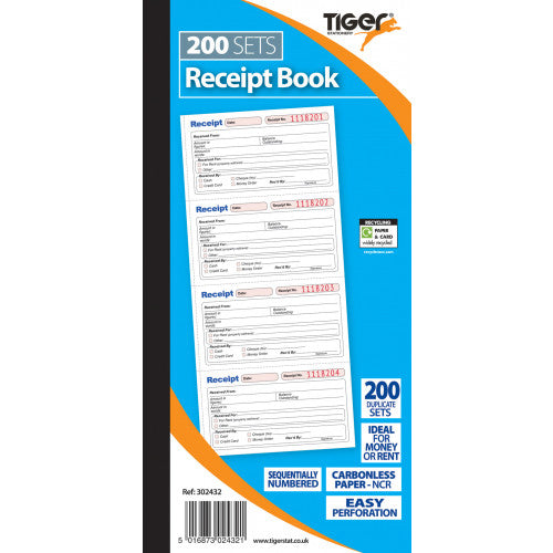 Large 136x280mm 200 Sets Carbonless Receipt Book