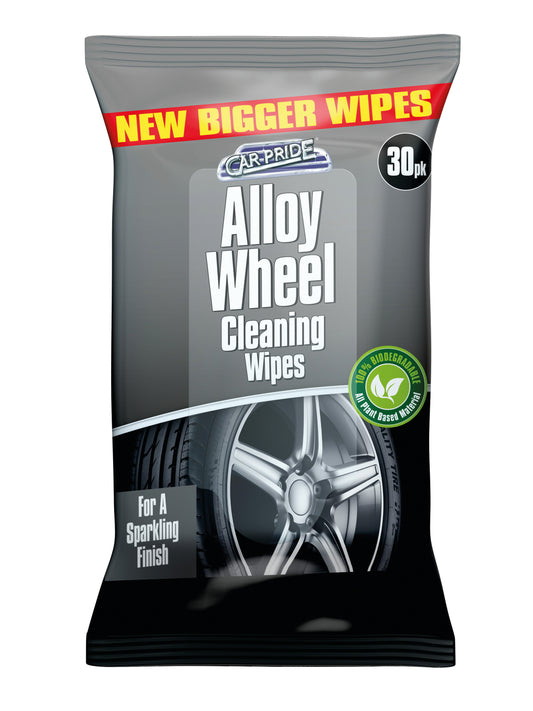 Pack of 30 Alloy Wheel Cleaning Biodegradable Wipes