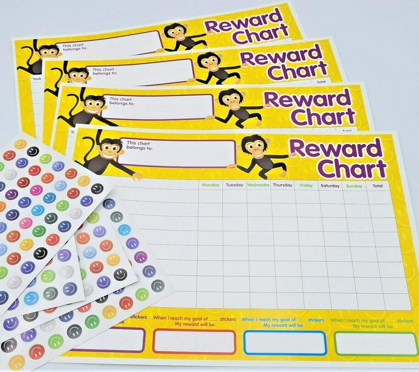 Pack of 4 Reward Chart with 252 Stickers