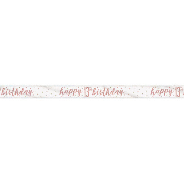 9ft Glitz Rose Gold Foil Banner "Happy 13th Birthday"