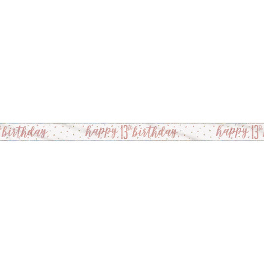 9ft Glitz Rose Gold Foil Banner "Happy 13th Birthday"