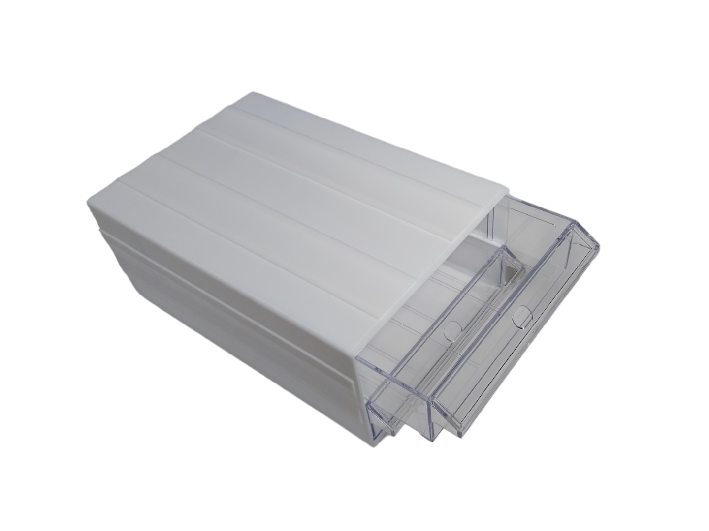 White Stackable Plastic Storage 2 Drawers with Removable Compartments