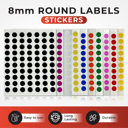 Pack of 560 Orange 8mm Round Labels - Stickers