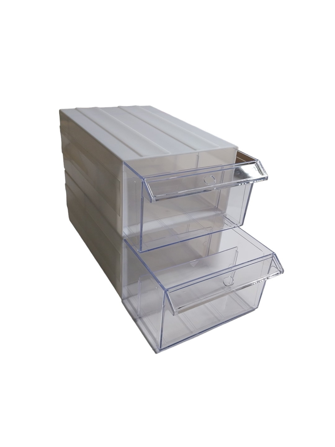 White Stackable Plastic Storage Drawers L288xW182xH111mm with Removable Compartments