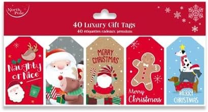 Pack of 40 Cute Christmas Die Cut Luxury Gift Tags