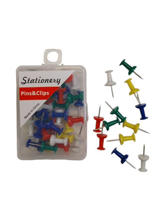 Pack of 50 Assorted Coloured Push Pins